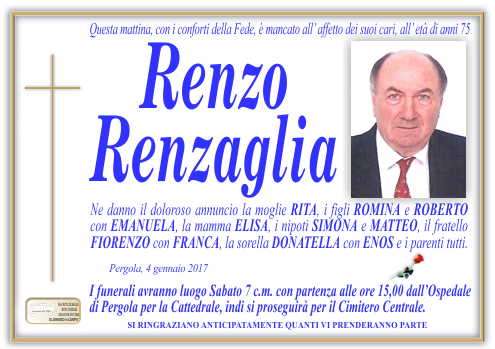 manifesto funebre di Renzaglia Renzo