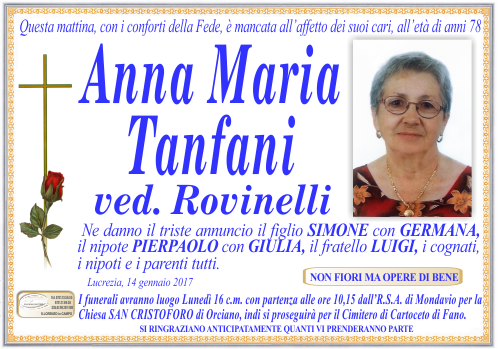 manifesto funebre di Tanfani Annamaria