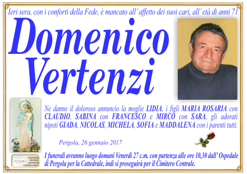 manifesto funebre di Vertenzi Domenico