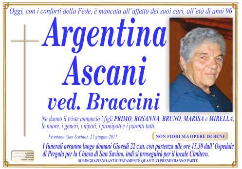 manifesto funebre di Ascani Argentina