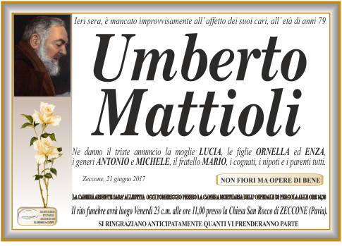 manifesto funebre di Mattioli Umberto