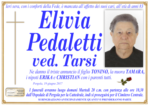 manifesto funebre di Pedaletti Elivia