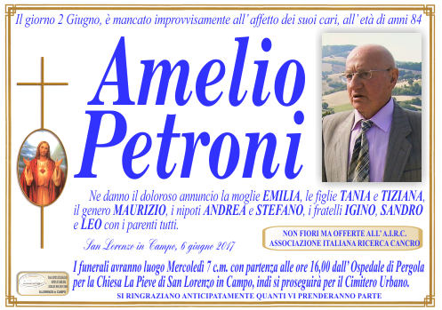 manifesto funebre di Petroni Amelio