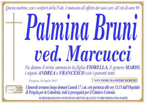 manifesto funebre di Bruni Palmina