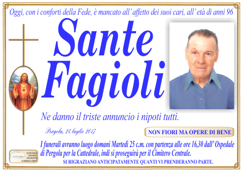 manifesto funebre di Fagioli Sante