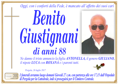 manifesto funebre di Giustignani Benito