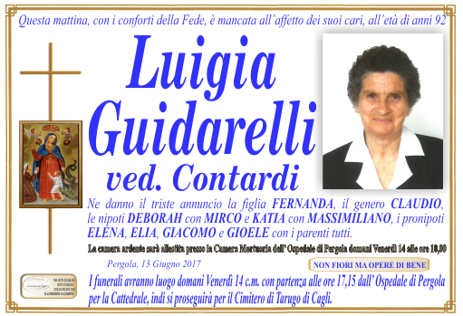 manifesto funebre di Guidarelli Luigia