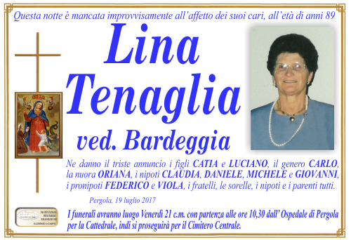 manifesto funebre di Tenaglia Lina