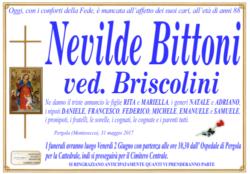 manifesto funebre di Bittoni Nevilde