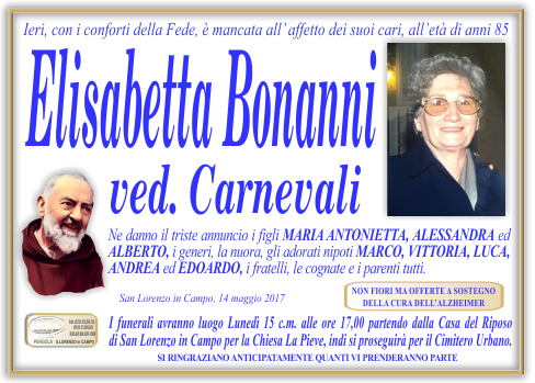 manifesto funebre di Bonanni Elisabetta