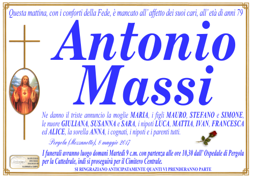 manifesto funebre di Massi Antonio