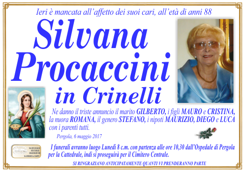 manifesto funebre di Procaccini Silvana