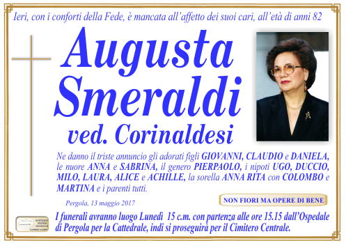 manifesto funebre di Smeraldi Augusta