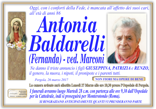 manifesto funebre di Baldarelli Antonia