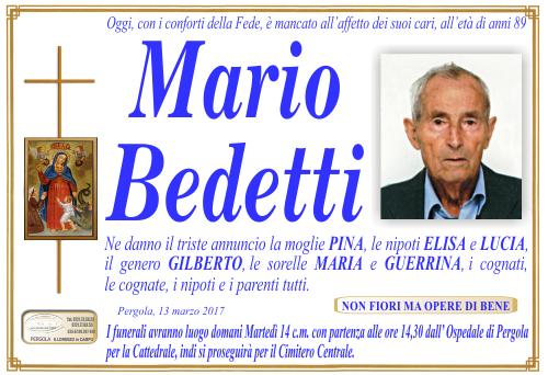manifesto funebre di Bedetti Mario