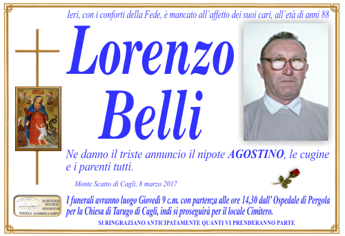 manifesto funebre di Belli Lorenzo