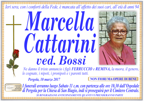 manifesto funebre di Cattarini Marcella