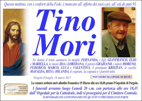 manifesto funebre di Mori Tino