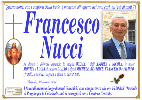 manifesto funebre di Nucci Francesco