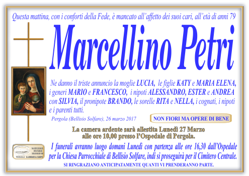 manifesto funebre di Petri Marcellino