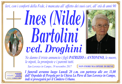 manifesto funebre di Bartolini Ines