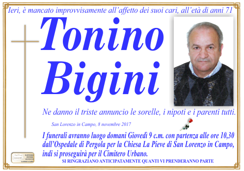 manifesto funebre di Bigini Tonino