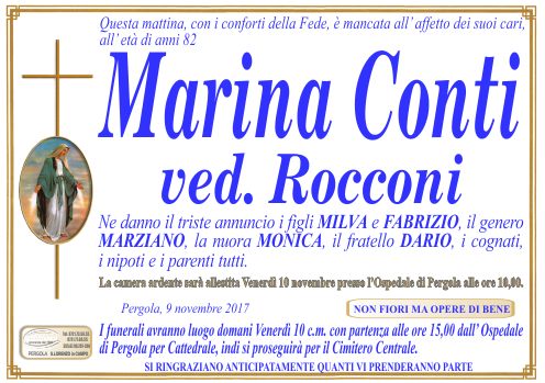 manifesto funebre di Conti Marina