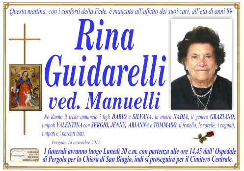 manifesto funebre di Guidarelli Rina
