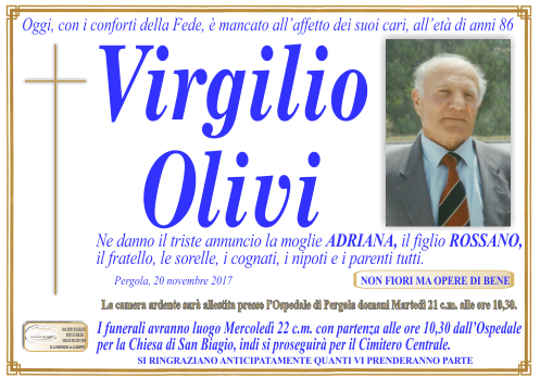 manifesto funebre di Olivi Virgilio