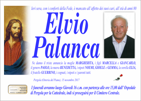 manifesto funebre di Palanca Elvio