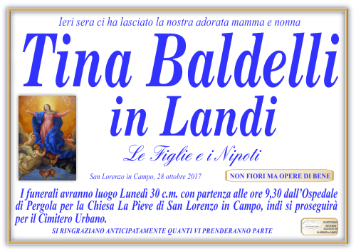 manifesto funebre di Baldelli Tina