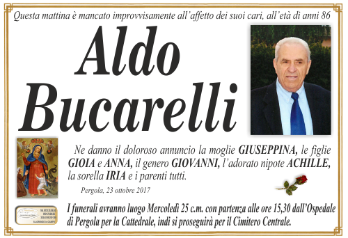 manifesto funebre di Bucarelli Aldo