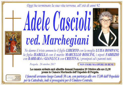 manifesto funebre di Cascioli Adele