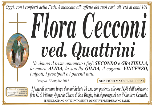 manifesto funebre di Cecconi Fenolia