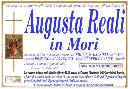 manifesto funebre di Reali Augusta
