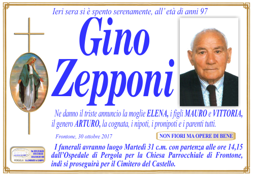 manifesto funebre di Zepponi Gino