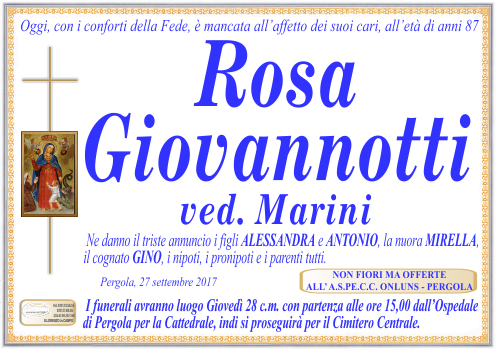 manifesto funebre di Giovannotti Rosa