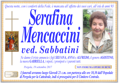 manifesto funebre di Mencaccini Serafina