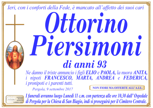 manifesto funebre di Piersimoni Ottorino