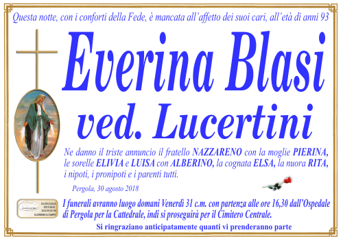 manifesto funebre di Blasi Everina