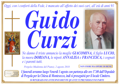 manifesto funebre di Curzi Guido