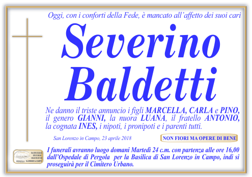 manifesto funebre di Baldetti Severino