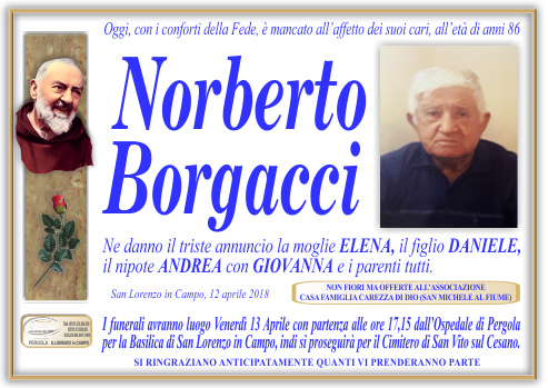 manifesto funebre di Borgacci Norberto