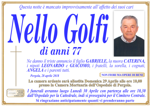 manifesto funebre di Golfi Nello