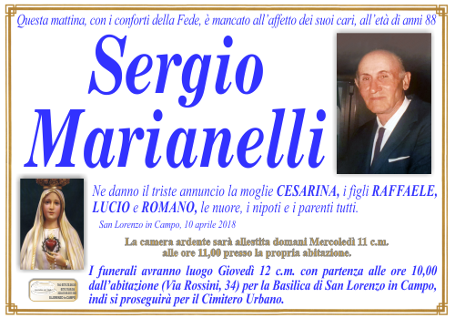 manifesto funebre di Marianelli Sergio