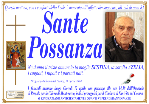 manifesto funebre di Possanza Sante