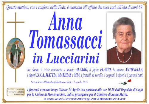 manifesto funebre di Tomassacci Anna