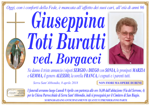 manifesto funebre di Toti Buratti Giuseppina