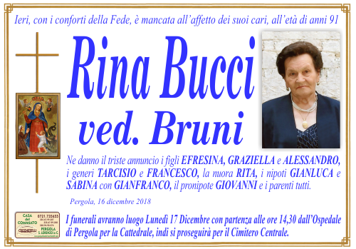 manifesto funebre di Bucci Rina