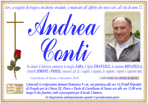 manifesto funebre di Conti Andrea